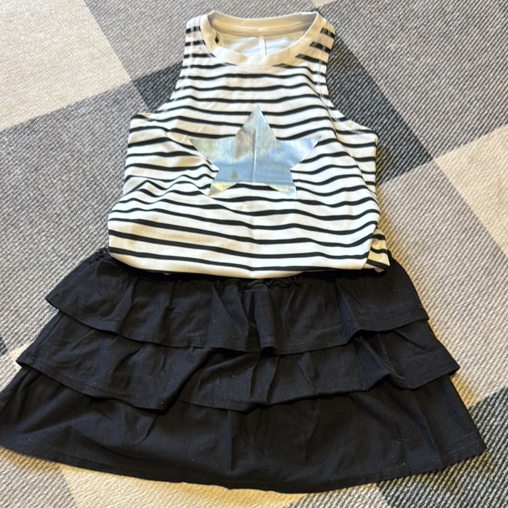 Striped Star Tank with Black Ruffle SkORT!